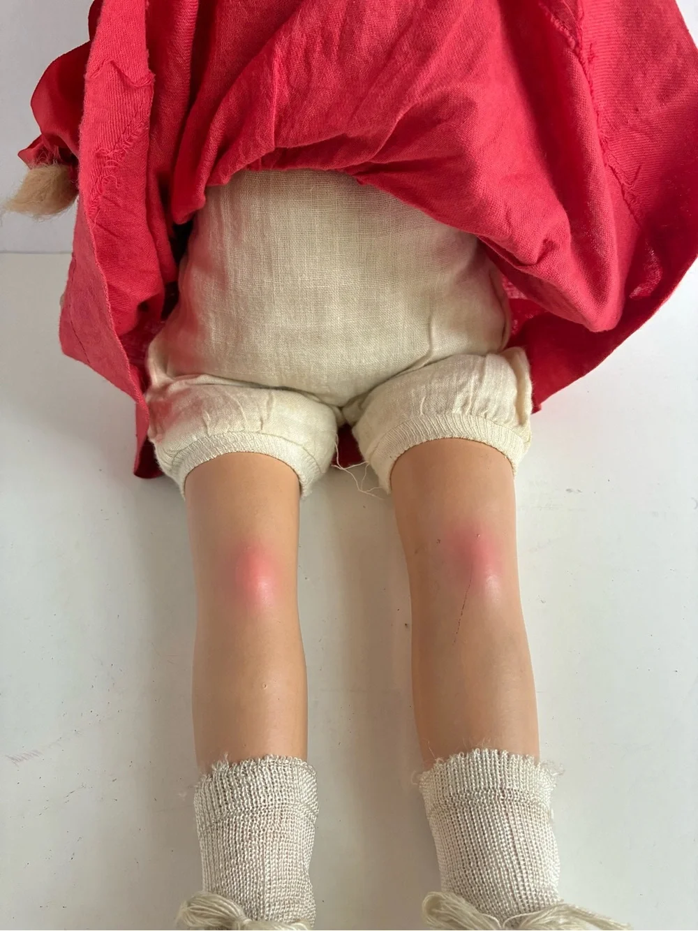 Vintage 40s 50s Composition Doll Red Dress Hat 18” Hard Plastic Rare